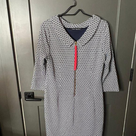 Boden Bessie Jacquard Dress Blue 10L - Picture 3 of 5